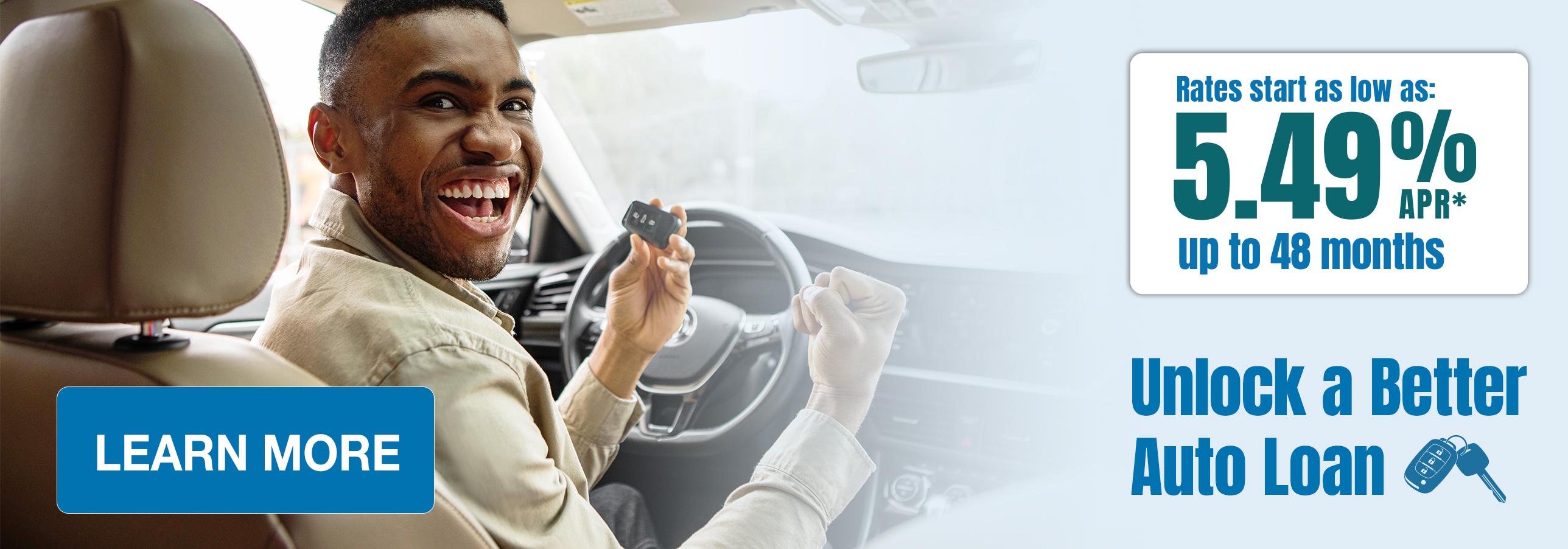 Unlock a Better Auto Loan. Rates start as low as 5.49% APR* Learn More